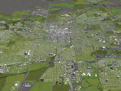 Springfield Illinois USA 50x50km 3D City Map 3D model