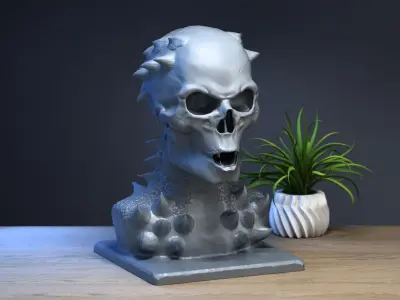 Robot dragon Skull Headphone Stand Cyborg Headset Stand 3D print model