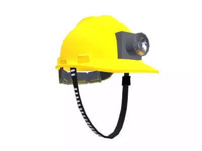 Safety Helmet with Light Low-poly 3D model