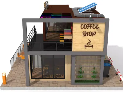 Shipping Container Coffee Shop 3D model