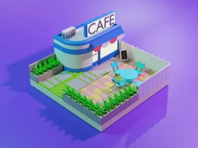 Lowpoly Cafe 3D model