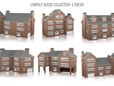 British House Design Collection - 6 Pieces 3D Model Pack