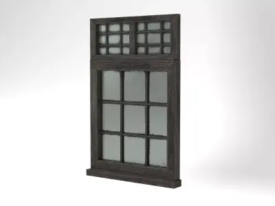 Medieval Window Double Top Lead and Glass 3D Model Tudor Low-poly 3D model