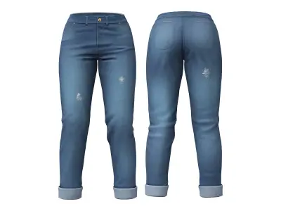 Fashionable Casual Winter Outfit Sweater Jeans Shoes Low-poly 3D model