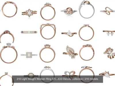 210 Light Weight Women Ring STL JCD Details Collection 3D Model Pack