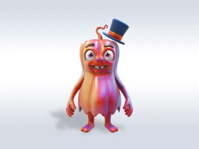 Cheerful Pumpkin Boy Halloween Character 3D model 3