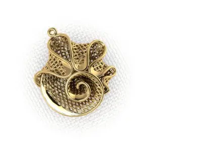 pendant20 gold plated pendant with spiral design 3D print model