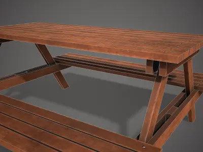 Wooden Garden Bench  Low-poly 3D model