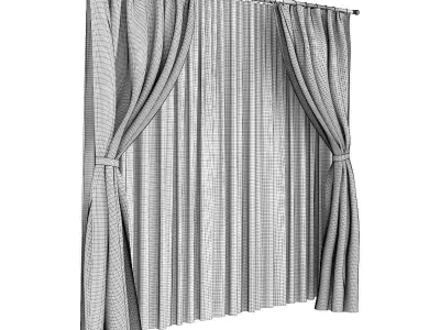 Brown and White Curtains 3D model