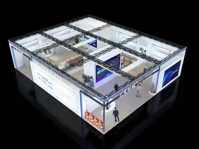 Booth Exhibition Stand Stall 9x6m Height 440cm 4 Open 3D model 3D model