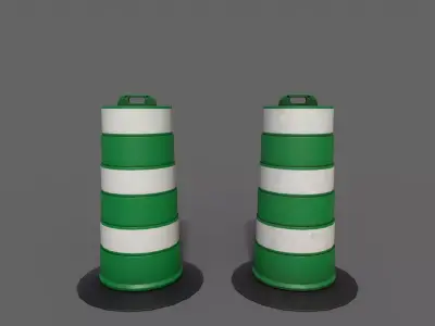 PBR Traffic Drum Barrel Green Low-poly 3D model