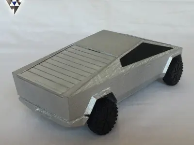 CYBERTRUCK silver toy car Free 3D print model