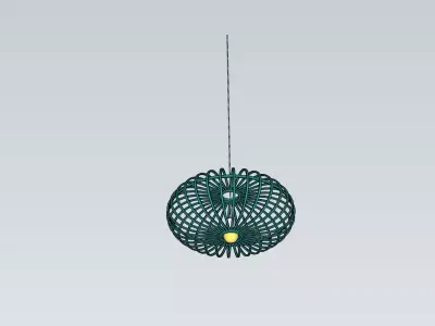 Oblong bamboo shade with pendant light Free low-poly 3D model