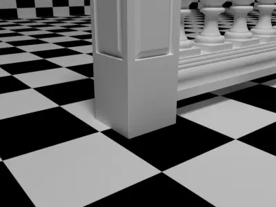 Exterior Railing - White Vinyl - Style 13 3D model