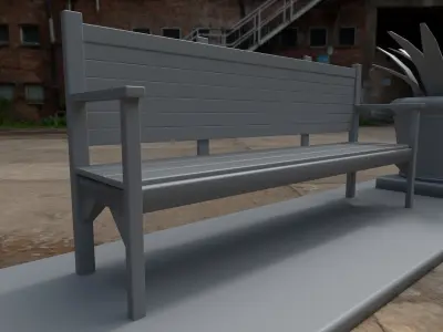 bench and planter  3D model