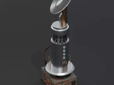 Scifi Radio Antenna Station Low-poly 3D model