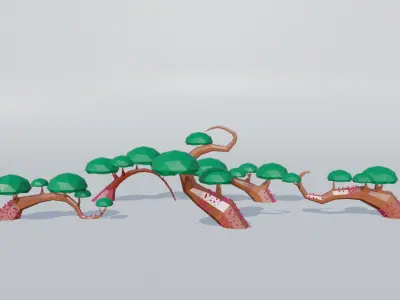 LowPoly alien trees 3D model