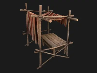 Market Stalls Red Tent Red  Low-poly 3D model