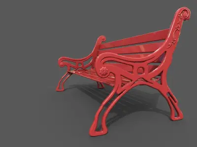 Street Bench Low-poly 3D model