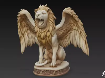 Lion Statue V38 Low-poly 3D model