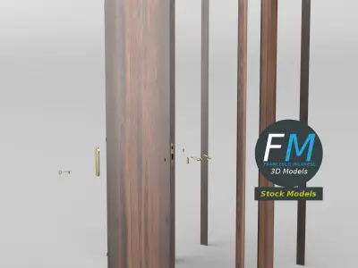 Wooden interior door 3D model