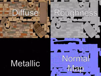 Medieval Stone Wall model pack Low-poly 3D model