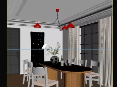 Rustic Dining Room Interior  3D model