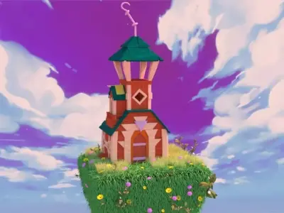 stylized scene 3D model