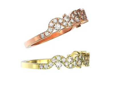 Gold diamond band 3d printable model silver wedding ring 3dm stl 3D print model
