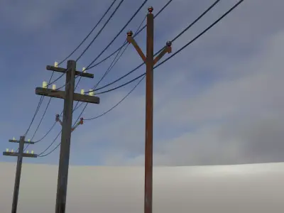Electric Poles-Pack of 2-Game and Animation Ready with Materials Low-poly 3D model