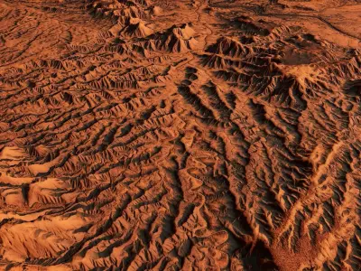 Mars Planet Landscape Desert Terrain Valley 10x10km PBR 01 Low-poly 3D model