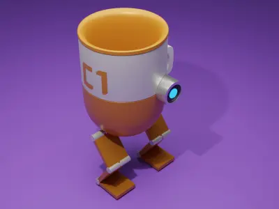 Robot glass 3d model Low-poly 3D model