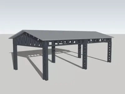 Large Open Shed for Station Factory by Outland Models Low-poly 3D model