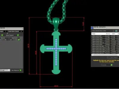 High Cross Pendant Light Gold 18K 3CP084 3D model