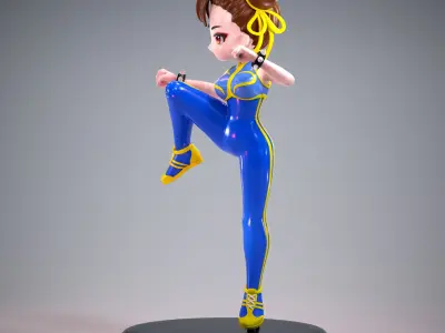 Mini Chun Li Alpha Outfit 03 - Street Fighter Game Figure 3D print model