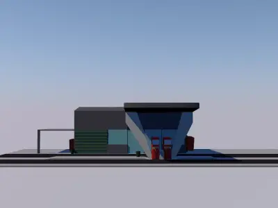 Low poly gas pit or stop Low-poly 3D model