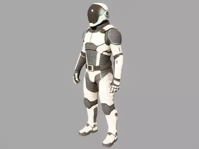 Futuristic Sci-Fi Space Soldier   Low-poly 3D model