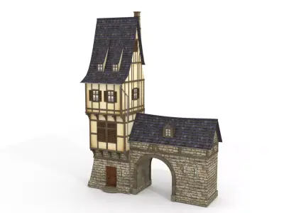 Cartoon medieval house 4 3d Low-poly 3D model