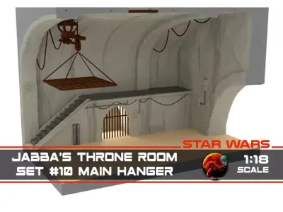 Jabbas Throne Room - Set 10 - Main Hangar 1-18 scale Kenner 3D print model