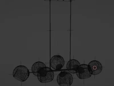 Black Glass Linear Chandelier 3D model
