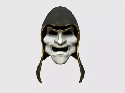 Assassin Mask A02 Black White - Character Design Fashion Low-poly 3D model