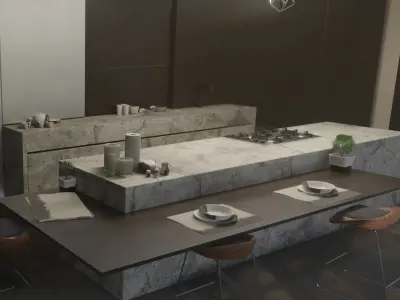 AarchVis Kitchen Blender Render Free 3D model