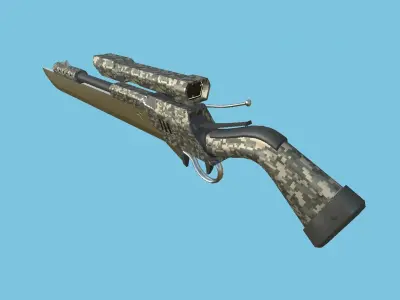 Sniper Gunblade 04 Digital Camouflage - Character SciFi Design Low-poly 3D model