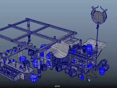HIGHMARKET machine shop Low-poly 3D model