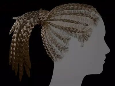 Game Ready Female Hair 3D Model with PBR 2K textures 3D model