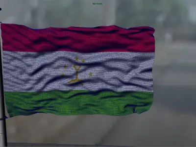 Tajikistan flag 3D model