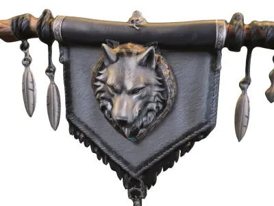 Wolf Totem Banner  Low-poly 3D model