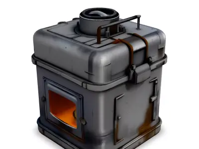 Portable Metal Stove 3D Model Low-poly 3D model