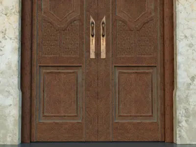 Mansion Engraved Exterior Door Low-poly 3D model