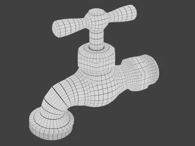 Spigot water tap Low-poly 3D model